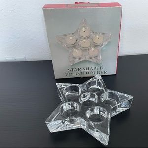 Vintage Crystal Star Candle Holder For 6 Votive Candle.